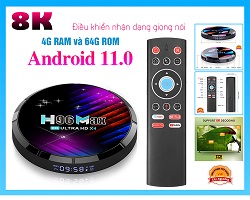 Siêu Tivibox H96 8K 4G 64G hiện đại Android 11 + Điều khiển giọng nói